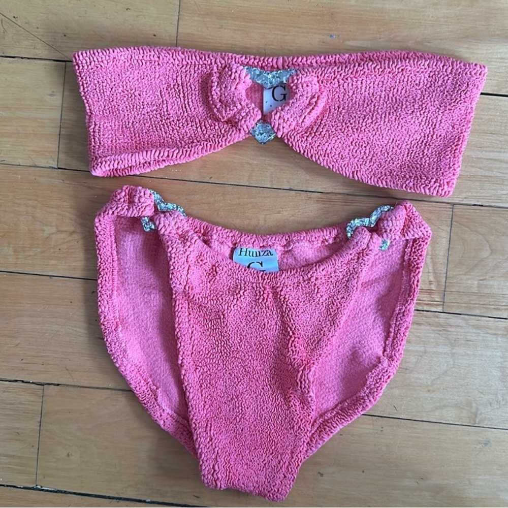 Hunza G hot pink bandeau bikini